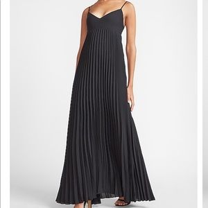 Pleated V-Neck Maxi Dress